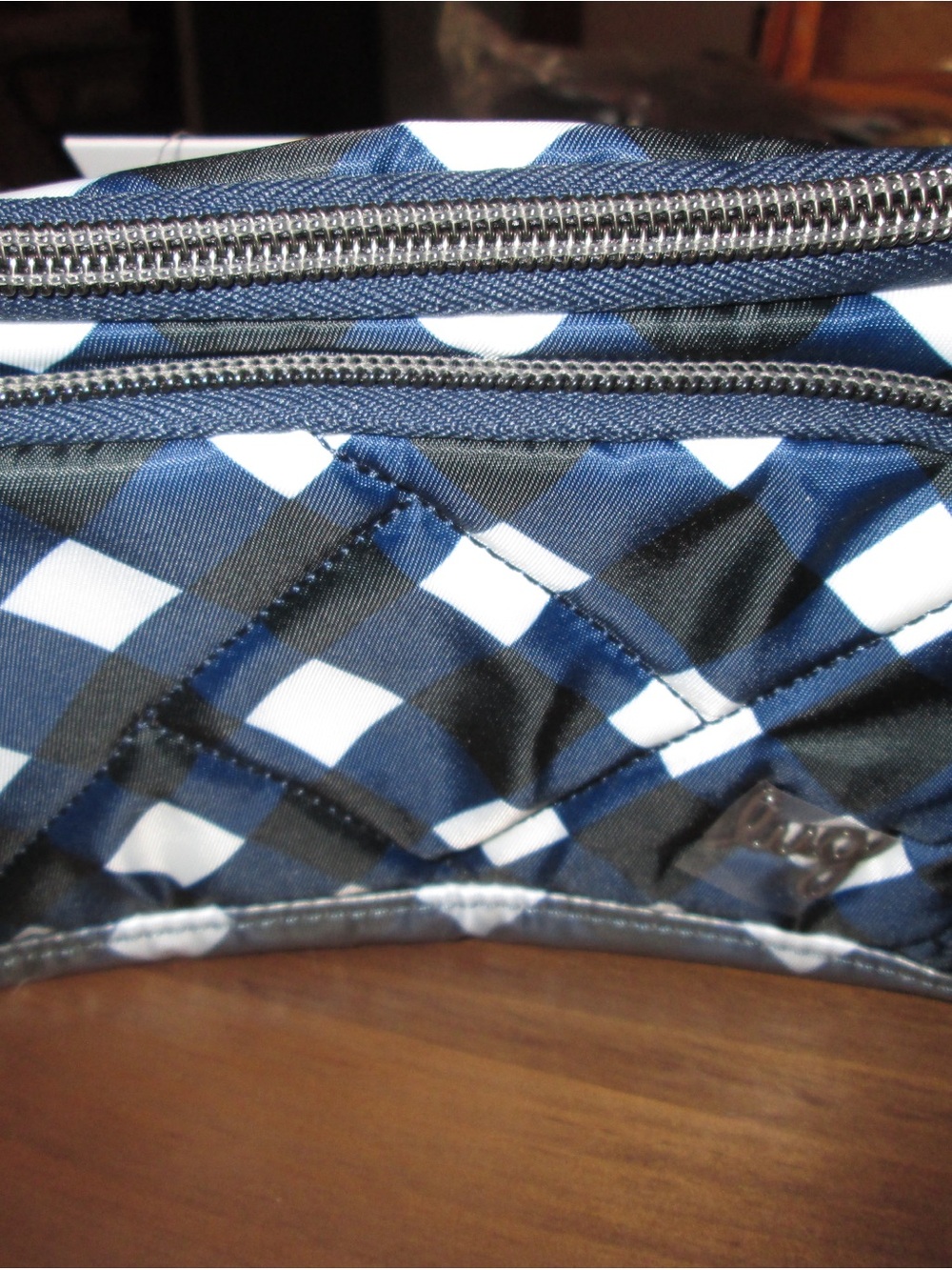 lug Navy and White Check Cosmetic Bag